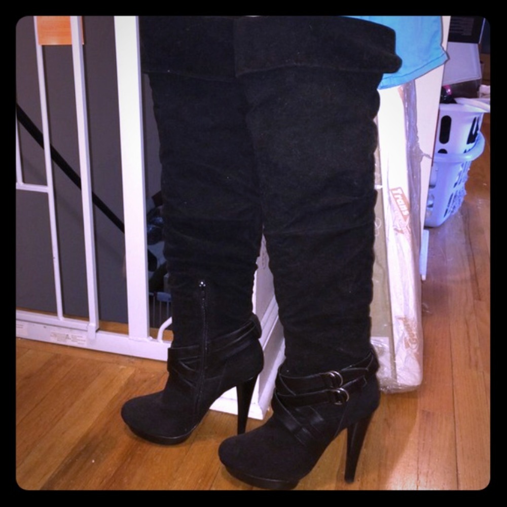 Over the knee suede boots
